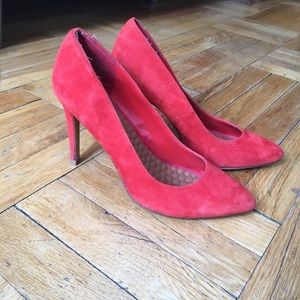 DV red suede pumps